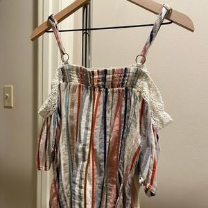 Strapped Off Shoulder Striped Top